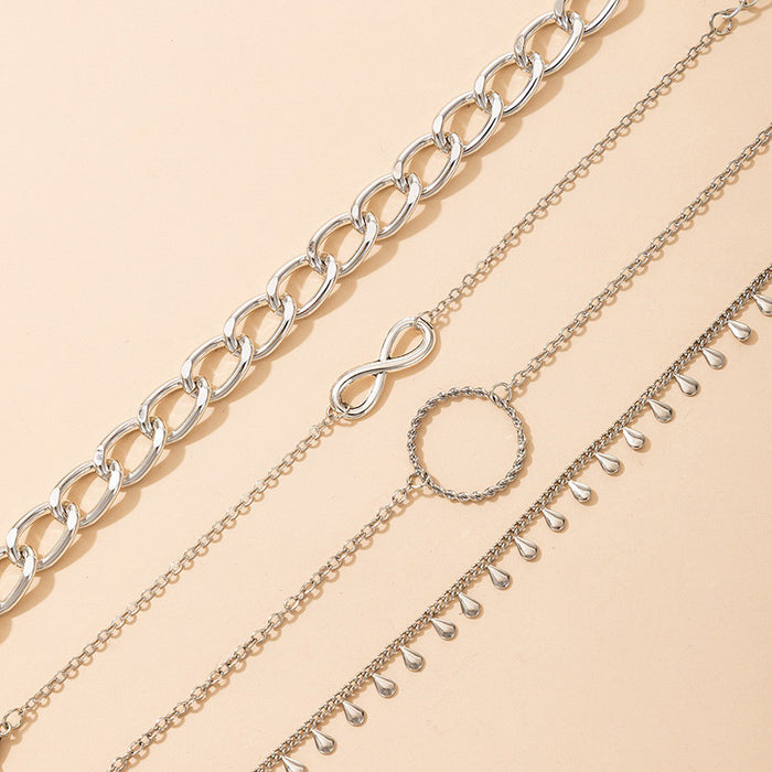 Geometric Irregular Bracelet Set - Circle Chain Waterdrop Bracelet Combo