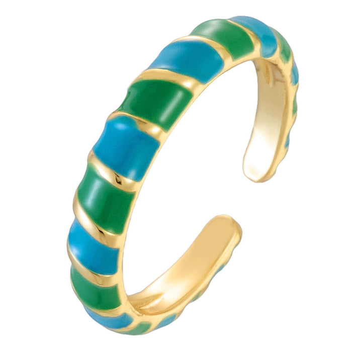 Wholesale copper droplet spliced colored striped open ring