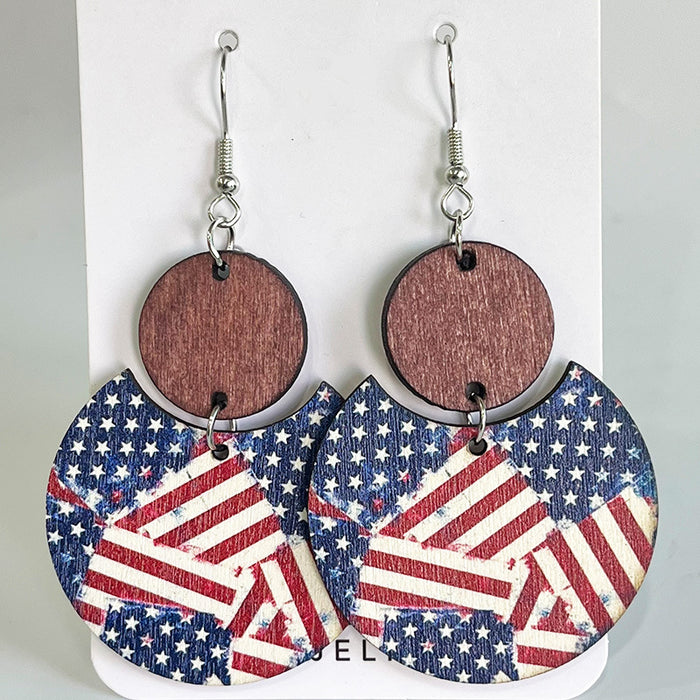 Wooden patriotic Independence Day earrings