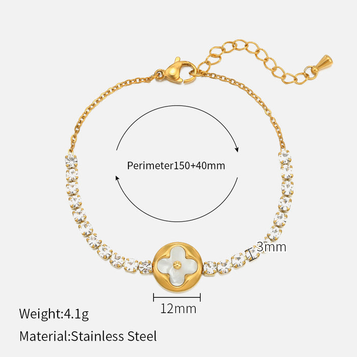 Stainless steel gold-plated four-leaf clover bracelet （Minimo de compra 2） - wallojewerly 