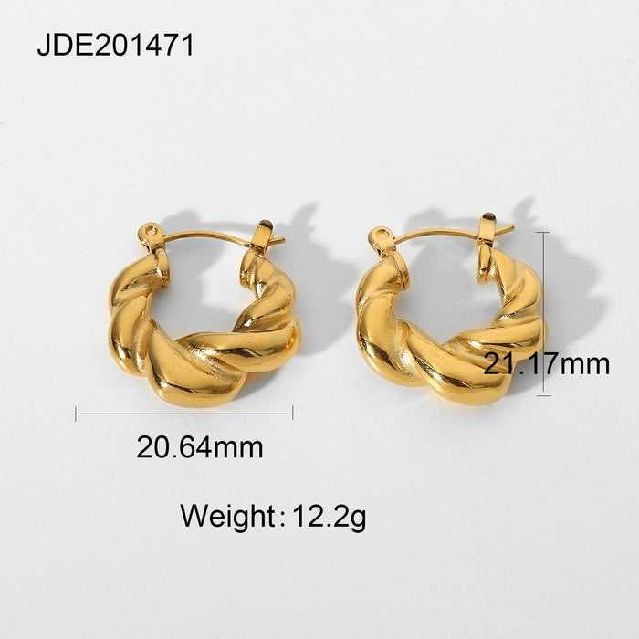 18K Gold Plated Stainless Steel Asymmetric Spiral Earrings - Minimalist Design Jewelry