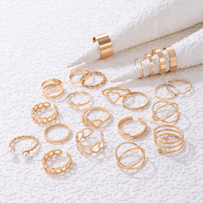 Minimalist Gold Ring Set - Simple Geometric Multi-Piece Rings for Women