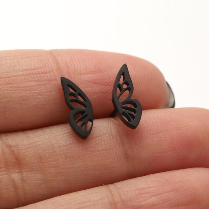 Butterfly Wing Stainless Steel Stud Earrings - Delicate and Elegant Jewelry for Any Occasion