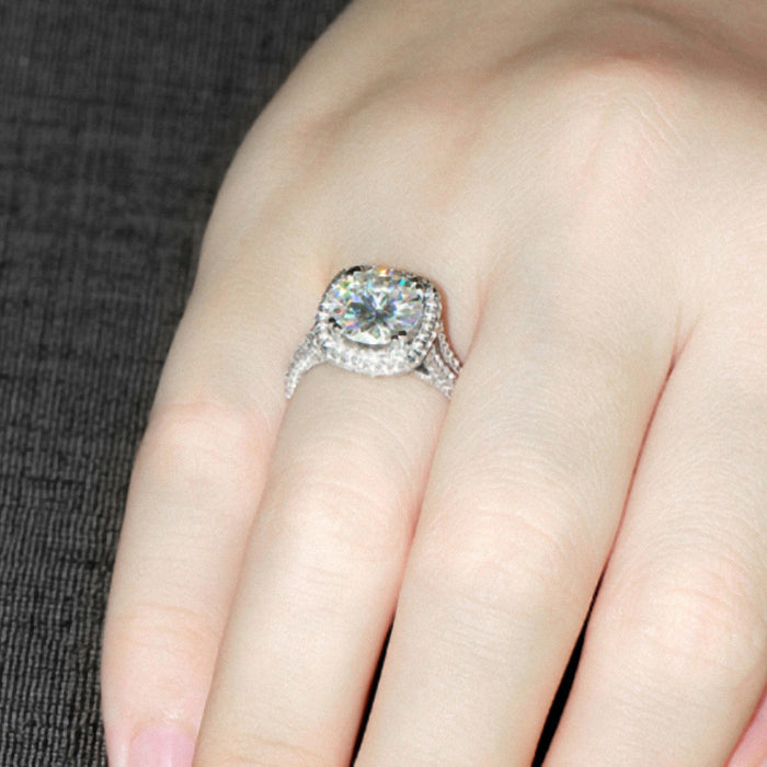 Square bezel diamond engagement ring