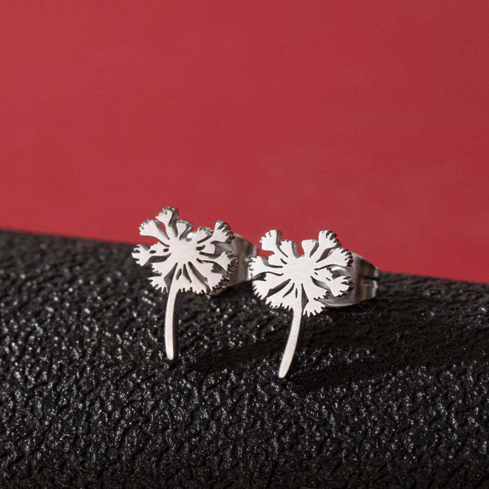 Dandelion Stainless Steel Stud Earrings - Simple and Elegant Floral Jewelry