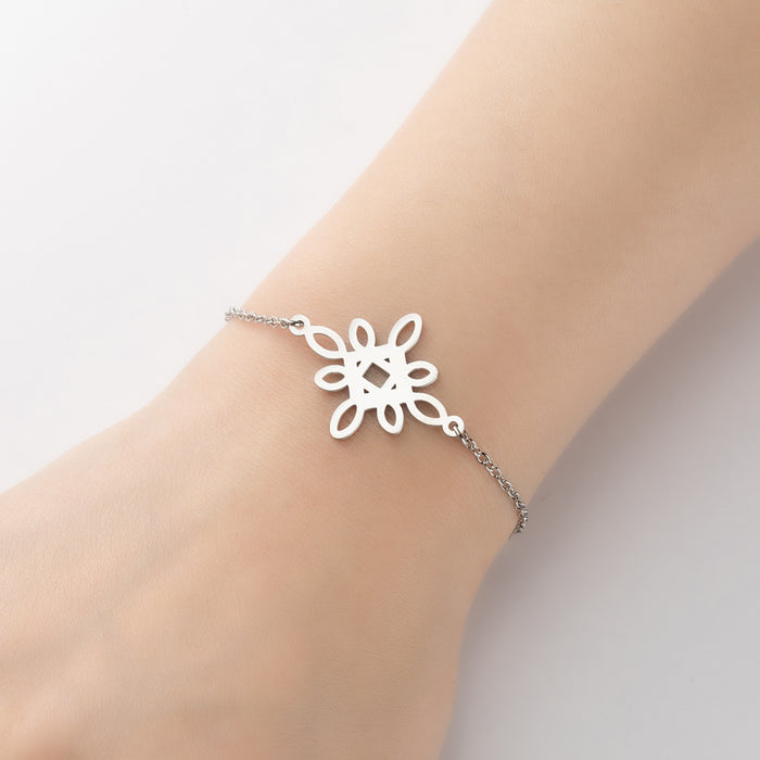 Stainless steel snowflake feather bracelet, Korean cute winter jewelry wholesale