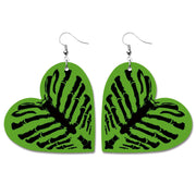 Creative Halloween PU Leather Earrings with Pumpkin and Bat Design - wallojewerly 
