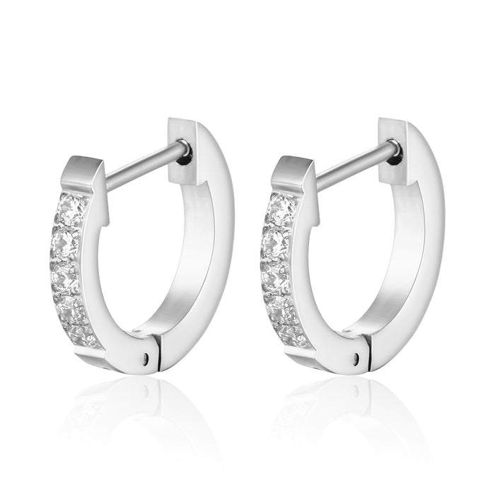 Pendientes exquisitos de diamantes, pendientes de acero inoxidable de titanio de 18 quilates para mujer