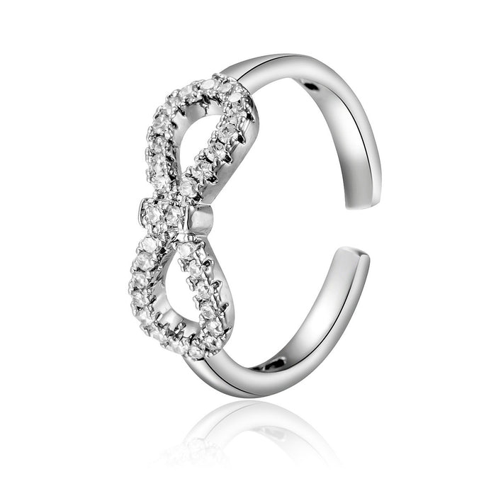Wholesale copper micro-set zircon bow infinity love ring