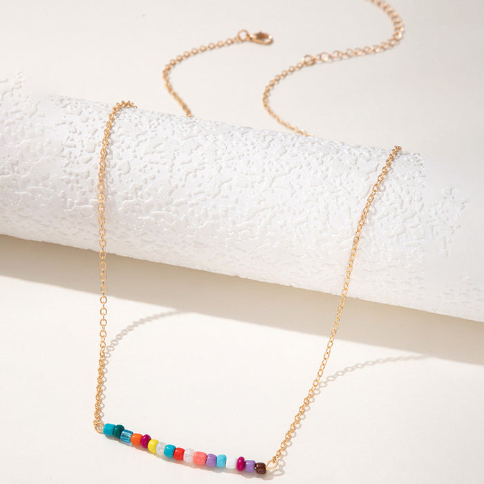 Colorful beads bohemian candy color single loop waist necklace