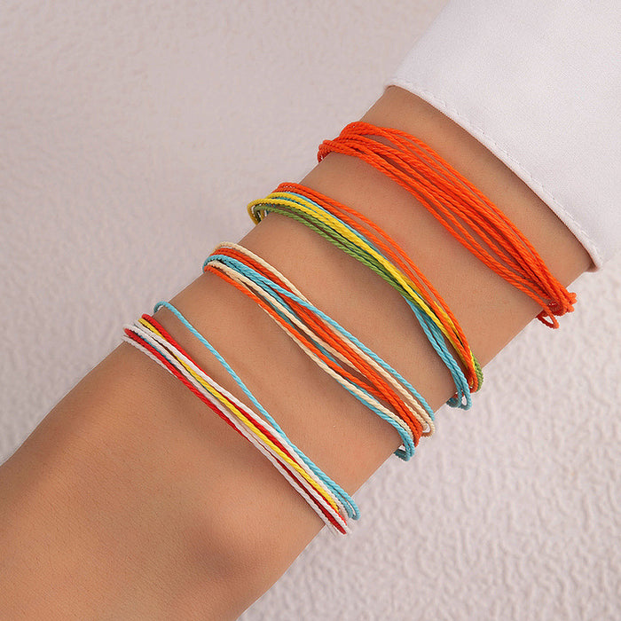 Leaf Bracelet Set - Four-Piece Colorful Layered Jewelry for Women