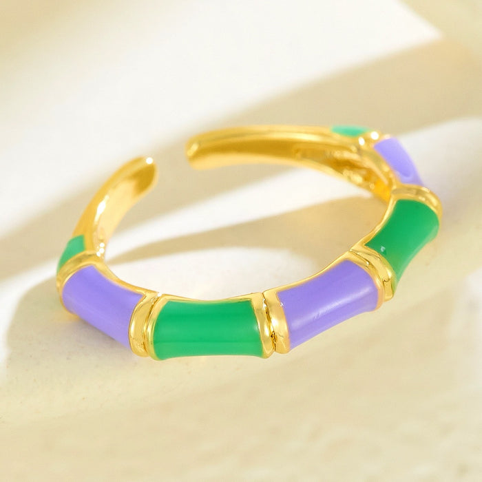 Wholesale copper enamel rainbow dopamine bamboo rings