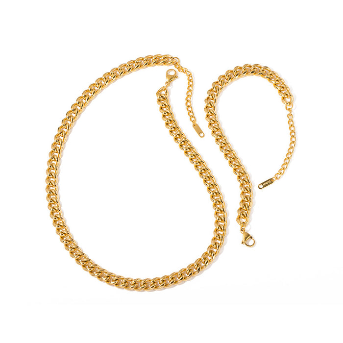 Collar de cadena cubana bañado en oro de 18 quilates con colgante - Joyería de moda para mujer