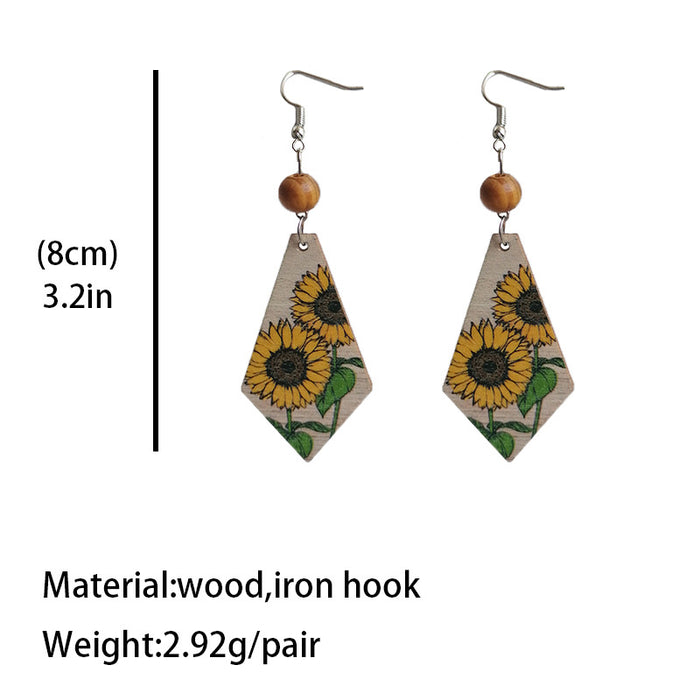 Sunflower Wooden Earrings