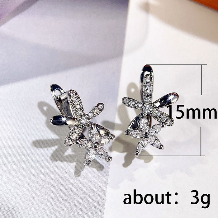 Zircon flower earrings Korean style flower earrings for women