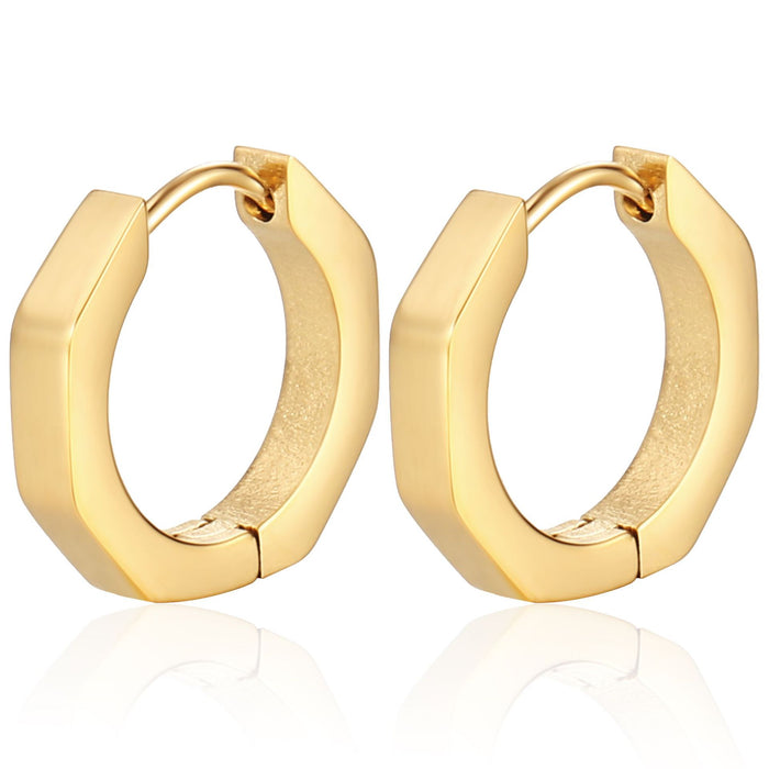 Gold geometric stainless steel earrings for men and women titanium steel hand-polished earrings