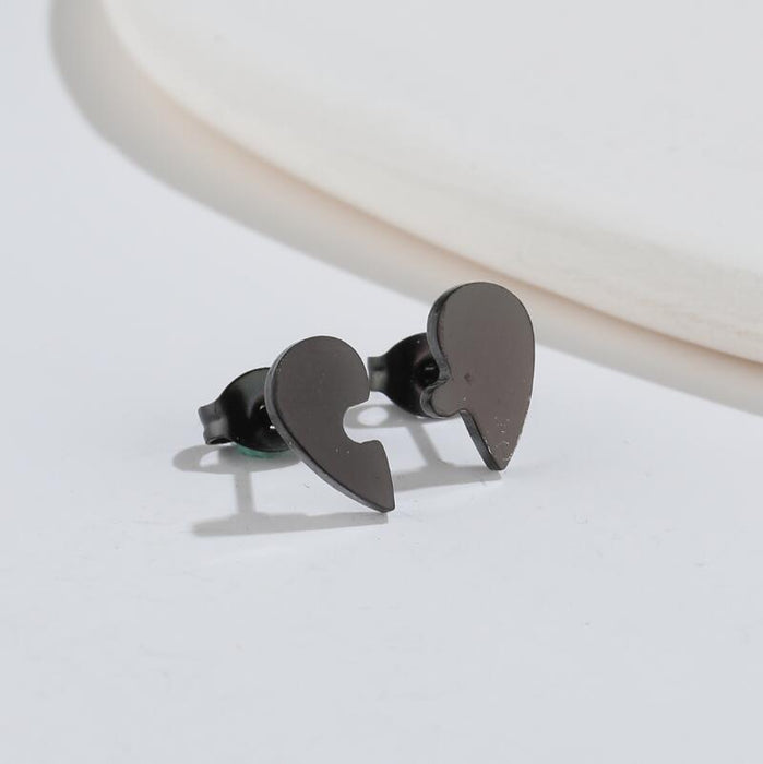 Puzzle Piece Stainless Steel Stud Earrings - Creative and Asymmetric Jewelry