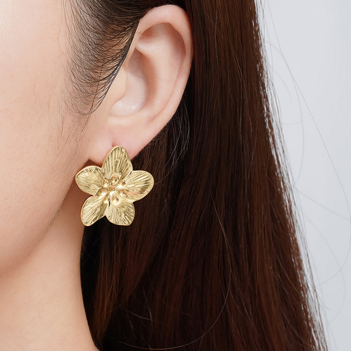 3D Flower Earrings 18K Stainless Steel Earrings