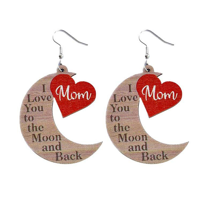 Wooden Moon Mother Earrings