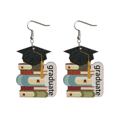 School season book wooden earrings