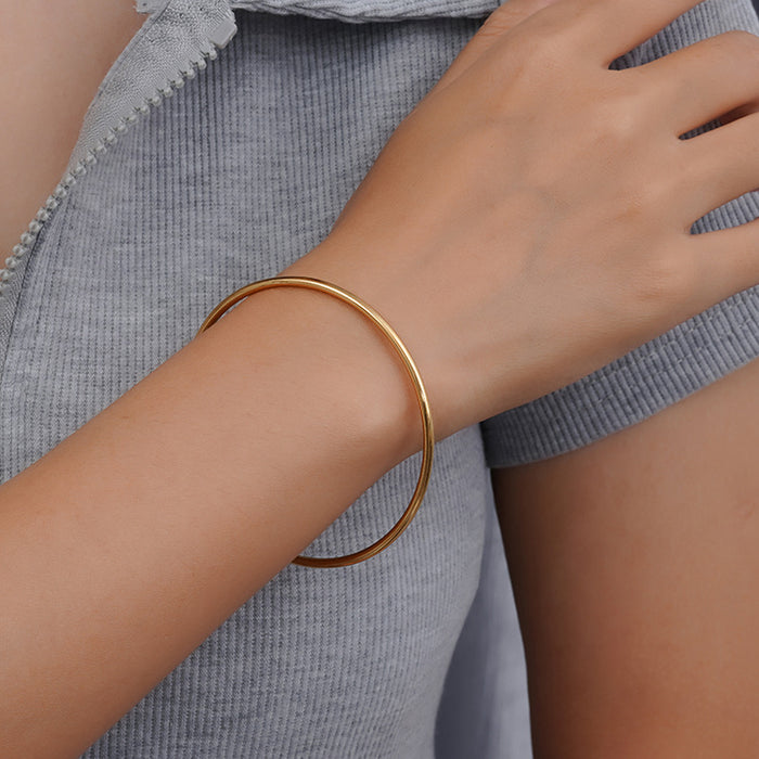 Stainless steel 18K gold plated simple women's bracelet