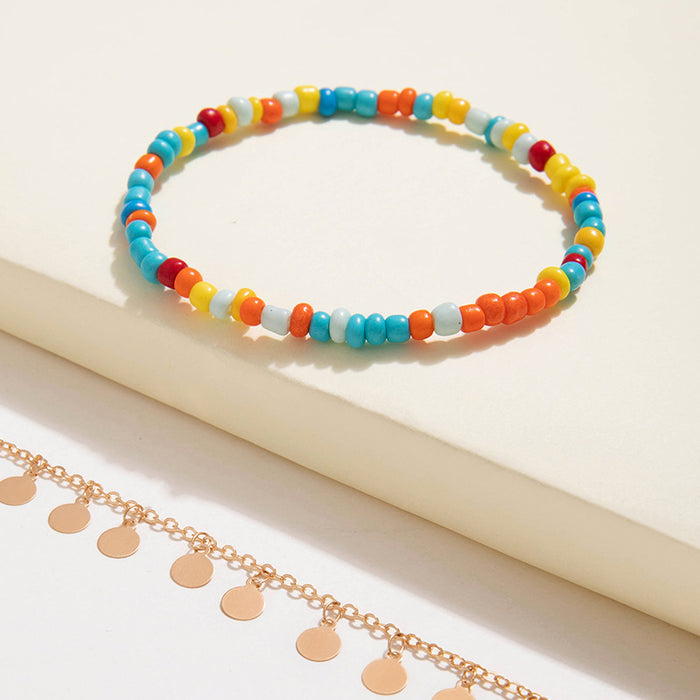 Colorful Beaded Teardrop Geometric Anklet Set - Amazon Fashion Foot Jewelry