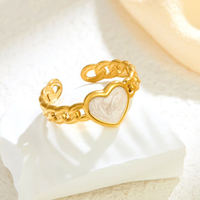 Wholesale stainless steel electroplated woven dripping heart-shaped openwork rings