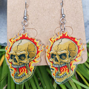 Day of the Dead Mushroom Snake Acrylic Earrings - wallojewerly 