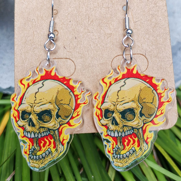 Day of the Dead Mushroom Snake Acrylic Earrings