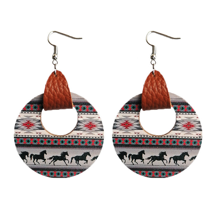 Wooden round hole earrings