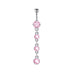 Pink Stainless Steel Zircon Double Heart Curved Barbells for Navel - wallojewerly 