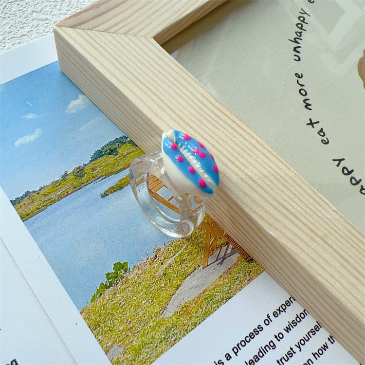 Summer seaside colorful shell transparent resin ring - wallojewerly 