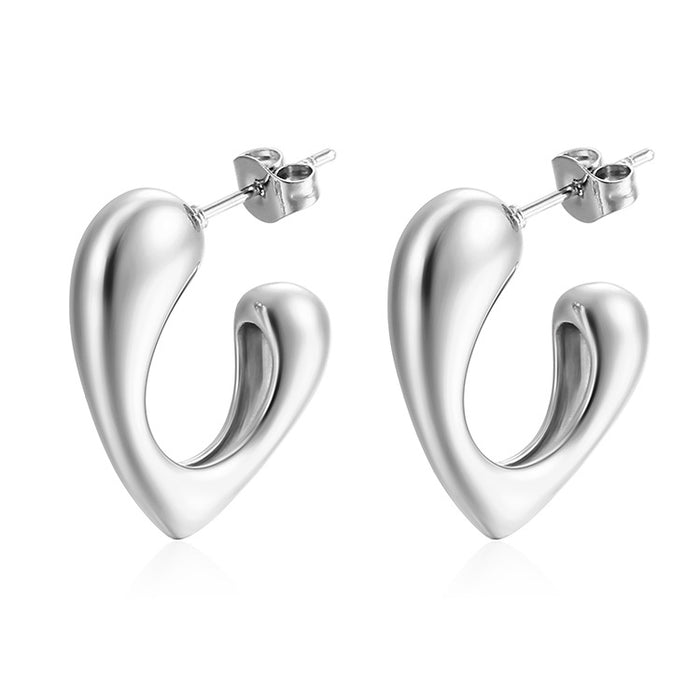 Hollow heart earrings, 18K gold non-fading stainless steel light luxury women's earrings