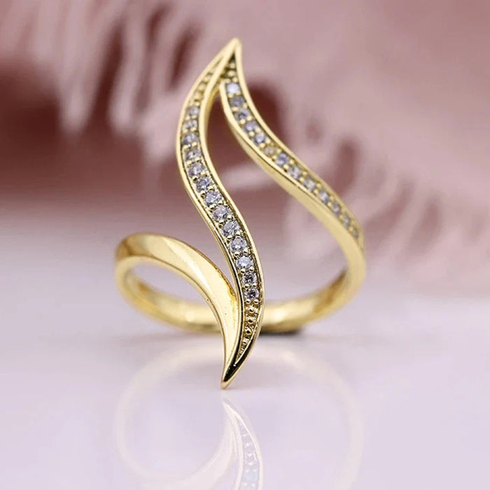 Linear ring design ring micro inlaid jewelry women - wallojewerly 