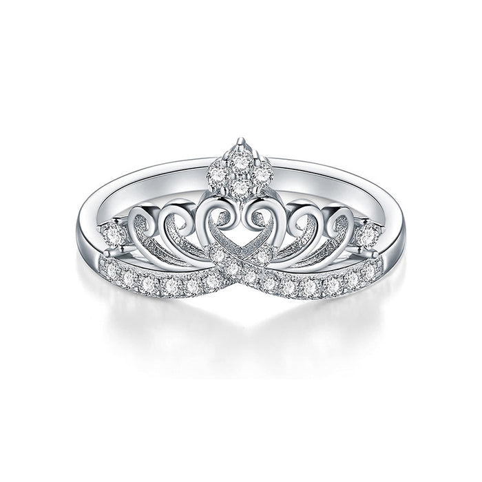 Anillo de corona de princesa con diseño de nicho femenino, anillo de flores de amor