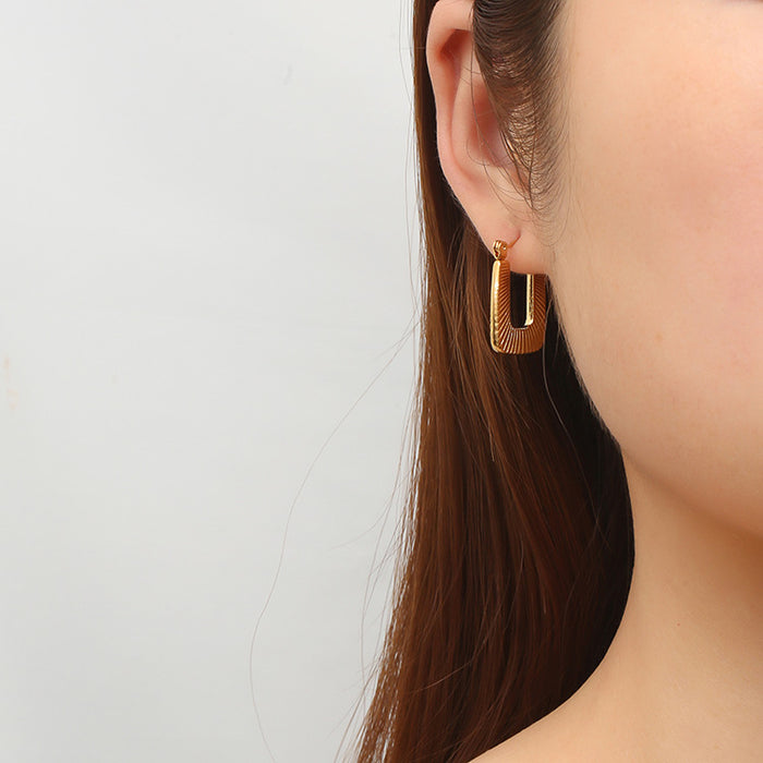 Rectangular Geometric Earrings 18K Gold Stainless Steel Simple Earrings