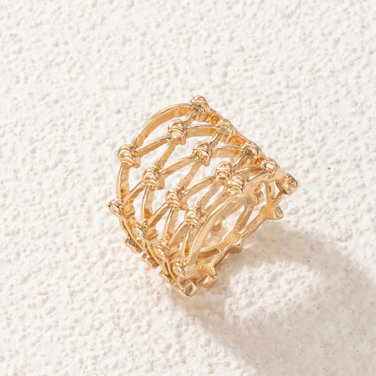 Braided Hollow Alloy Geometric Ring