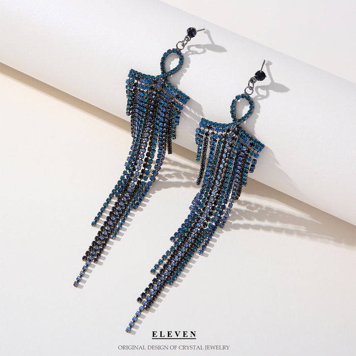 Luxury Rhinestone Tassel Earrings - Elegant Dangles for Evening Gowns