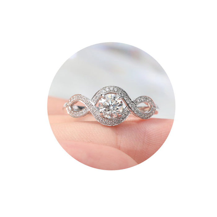 Micro-inlaid four-claw luxury zircon ring for girls