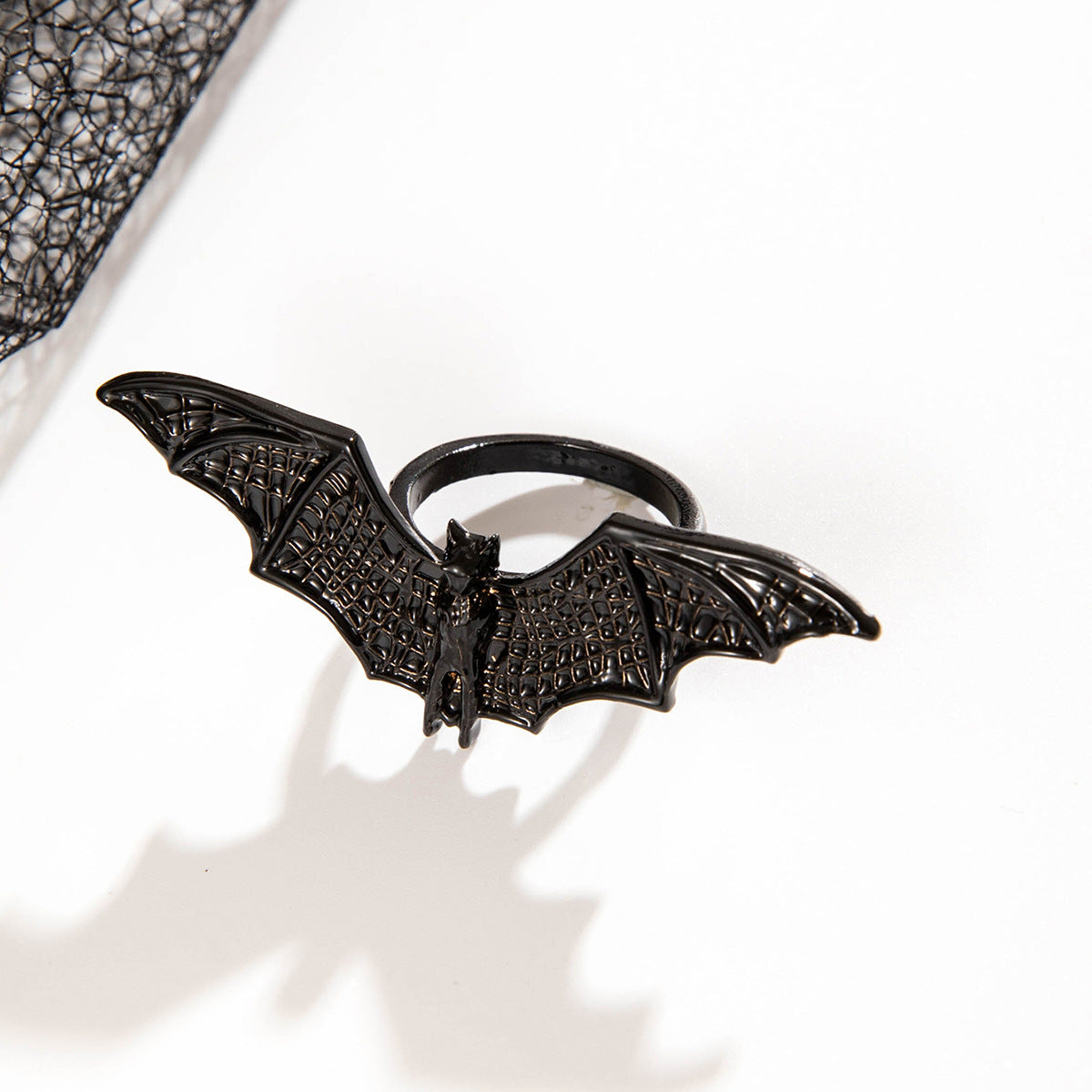 Halloween retro dark bat Gothic personality ring for women