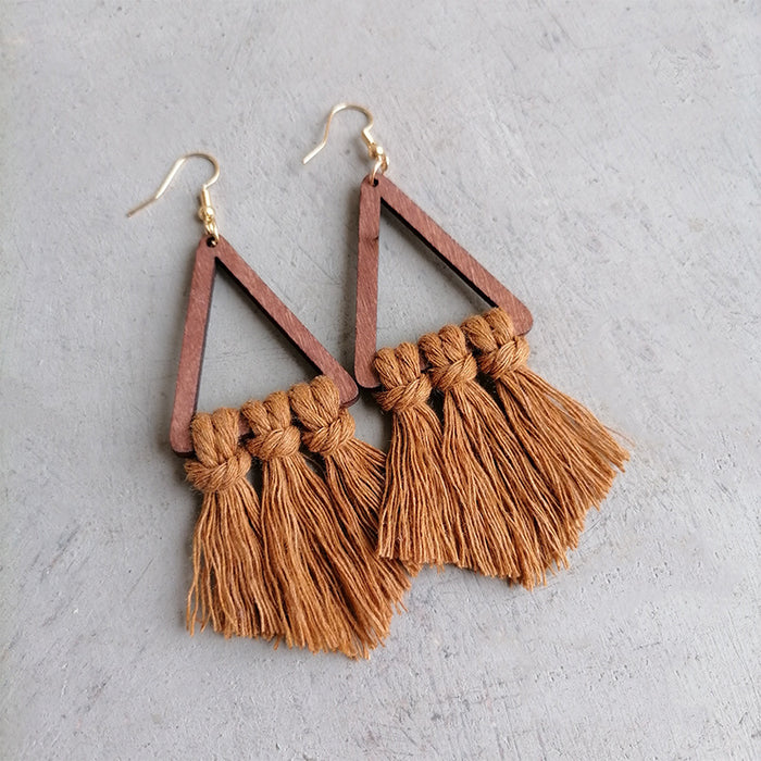 Summer Tassel Earrings with Morandi Color and Triangle Design