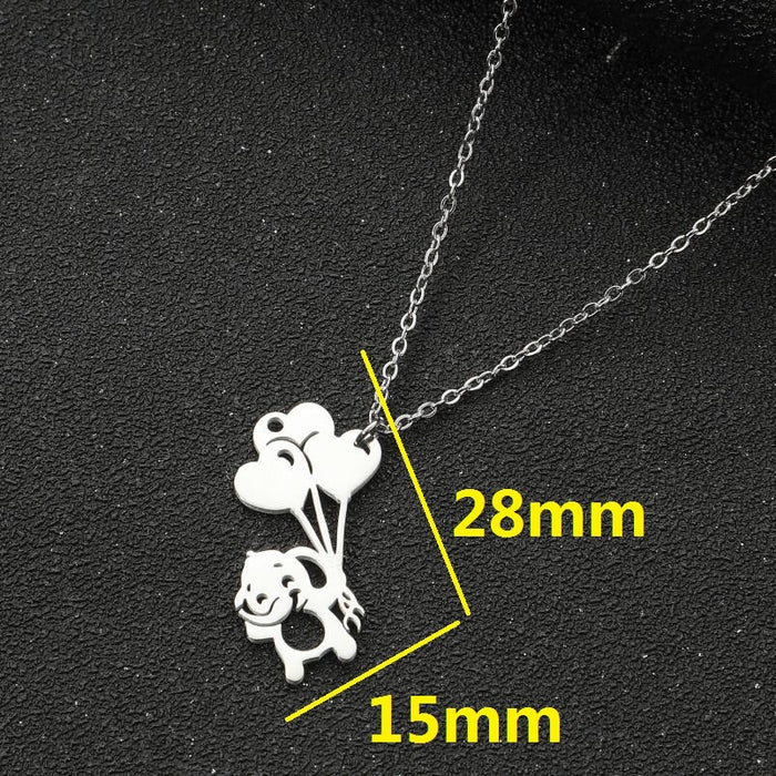 Love balloon pendant necklace, 18K gold cute lucky elephant autumn and winter sweater chain stainless steel jewelry