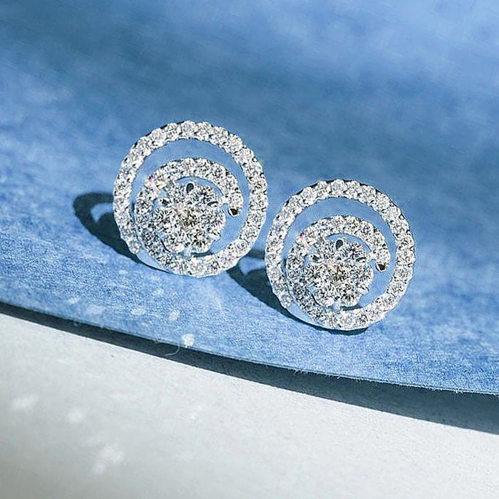 Hollow small disc zircon earrings personality earrings