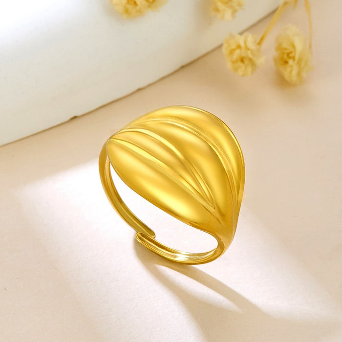 Wholesale 18K gold irregular pleated wide-faced ring