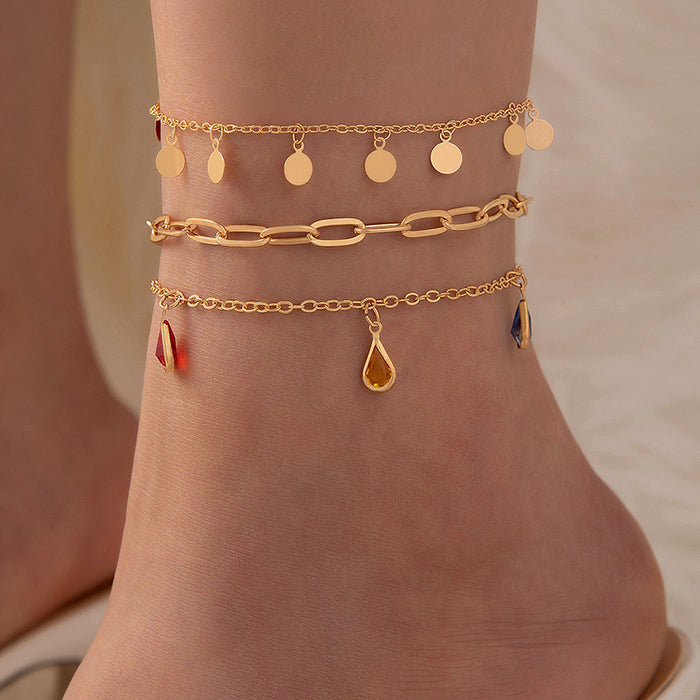 Geometric Beaded Sea Horse Anklet Set - Simple Animal Foot Jewelry Set