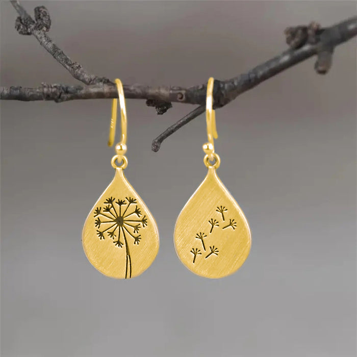 Teardrop Ear Hook Dandelion Vintage Earrings