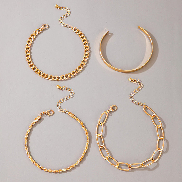 Chunky Chain Bracelet Set - Four-Piece Minimalist Jewelry