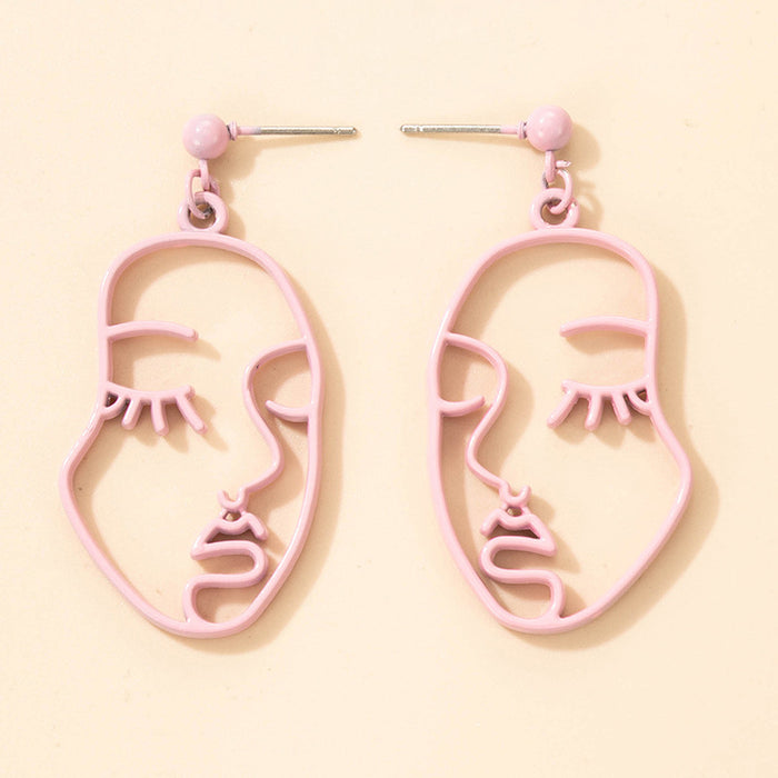 Personality exaggerated angel face long eyelashes hollow alloy earrings creative gift earrings for women