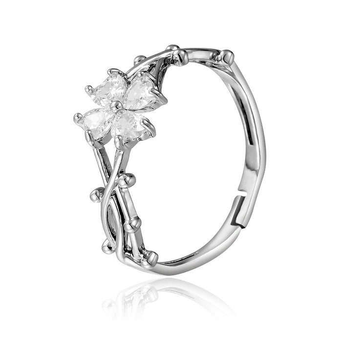 Wholesale heart-shaped four-leaf clover square open rings