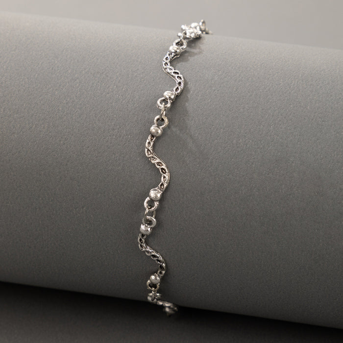 Wave Crystal Bracelet - Silver Lock Cold Wind Diamond Snake Single Layer Bracelet